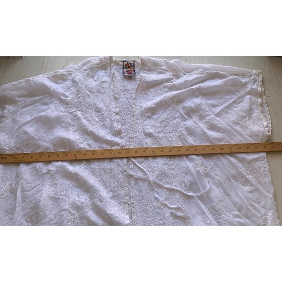 Johnny Was Women's One Size White Lace Embroidered Open Front Kimono - Picture 11 of 15